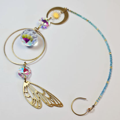 Reiki-Infused Fairy Wing Suncatcher in Raw Brass