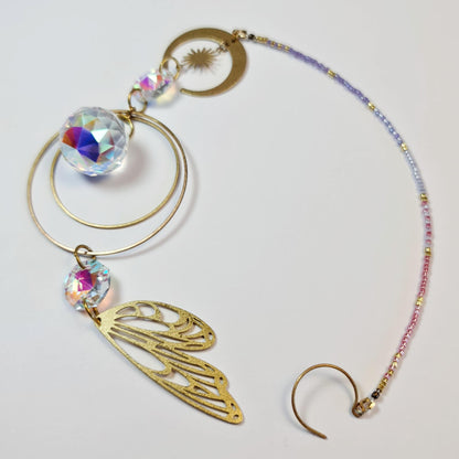 Reiki-Infused Fairy Wing Suncatcher in Raw Brass