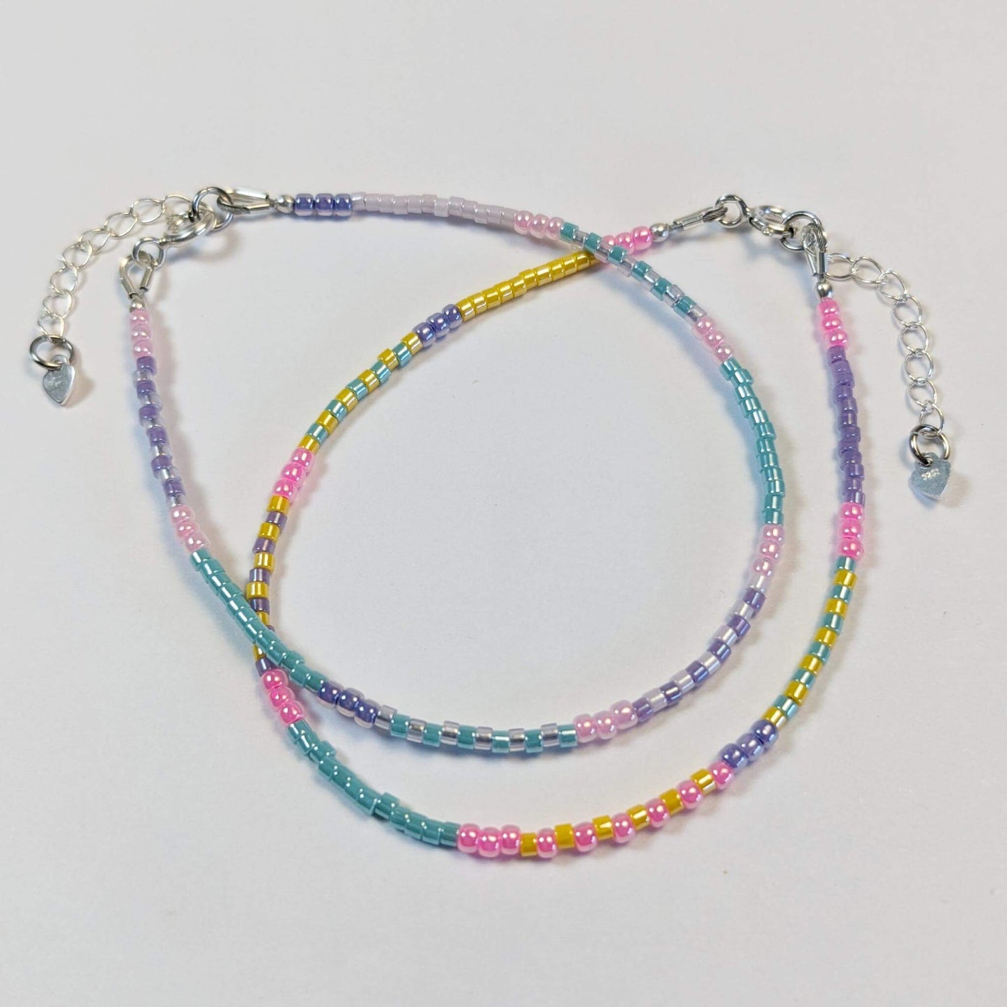 Colour Pop Beaded Stacking Bracelet in Silver